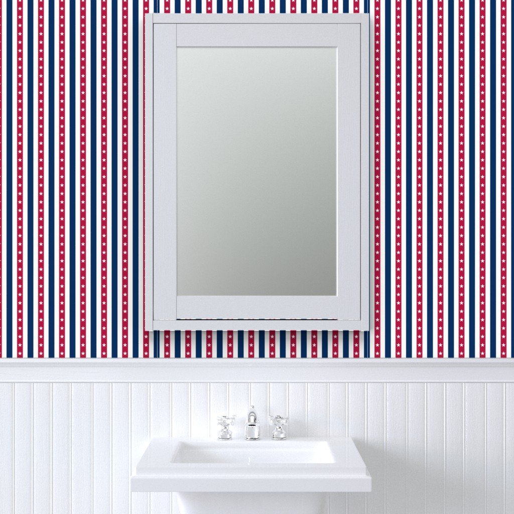 USA Flag Colors of Red White and Blue with Stars in Alternating 1 Inch Wallpaper stars stripes wallpaper