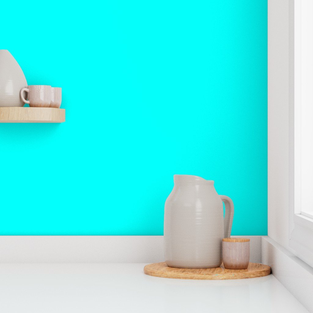 Neon Aqua Blue Coordinate Solid for Neo Deco Prints Wallpaper neon aqua blue wallpaper