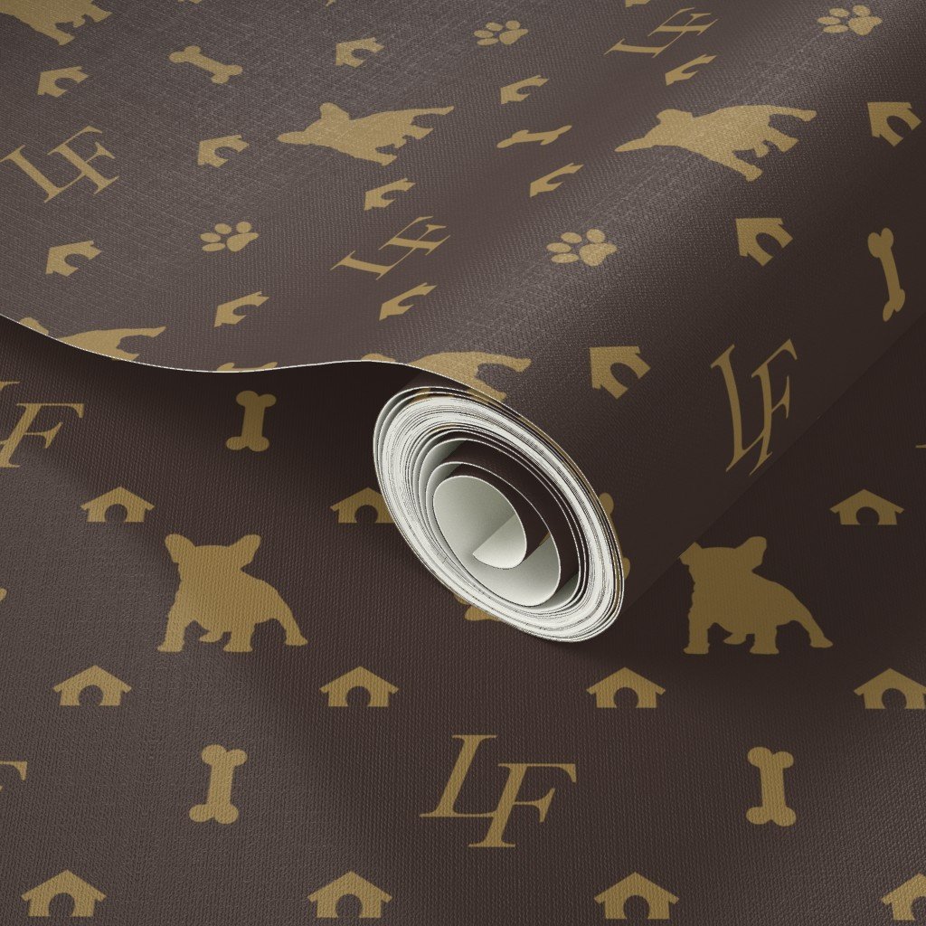 Louis Frenchie Bulldog Luxury Dog Attire Print Wallpaper iconic dog print wallpaper