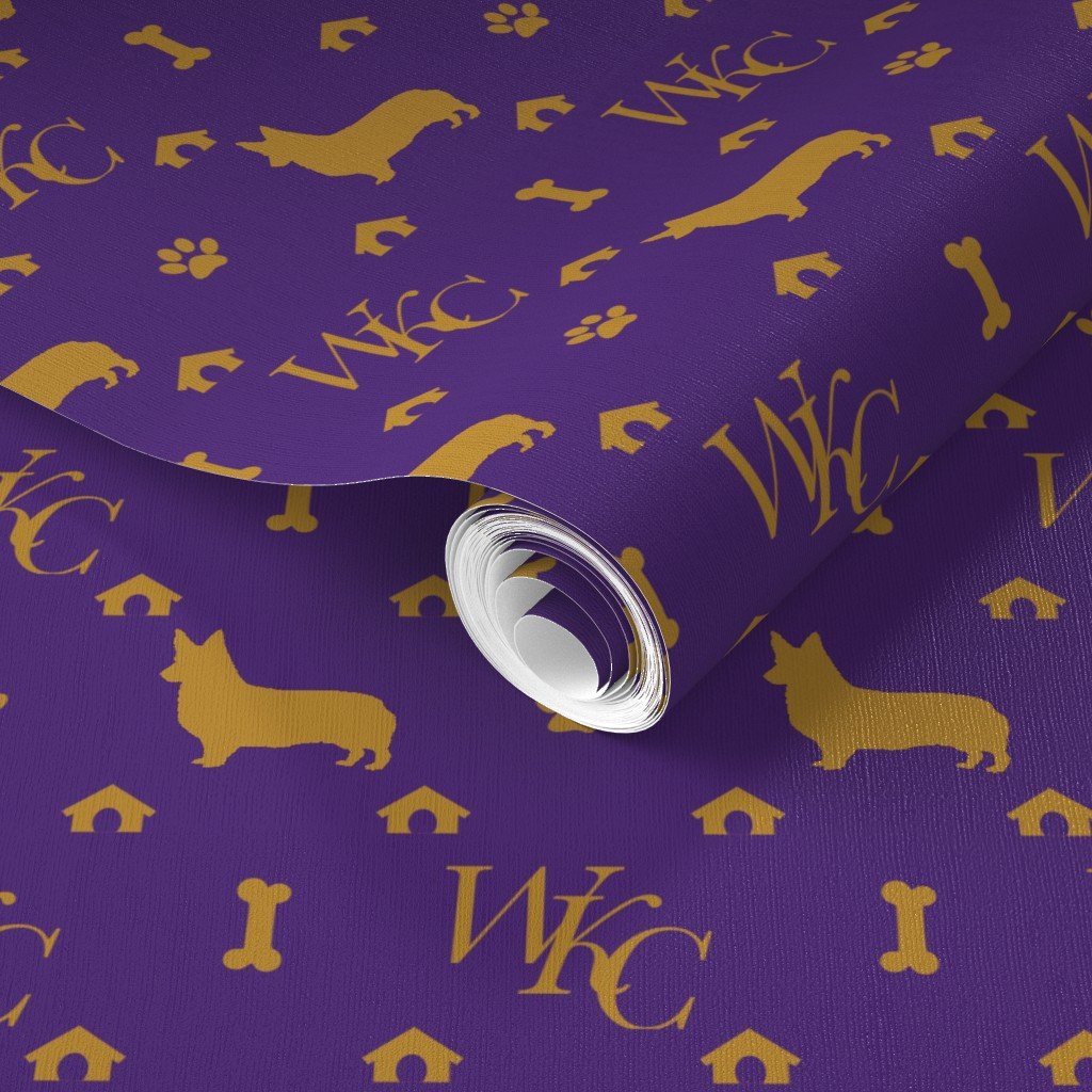 WKC Pembroke Corgis on Purple and Gold Wallpaper kennel club wallpaper
