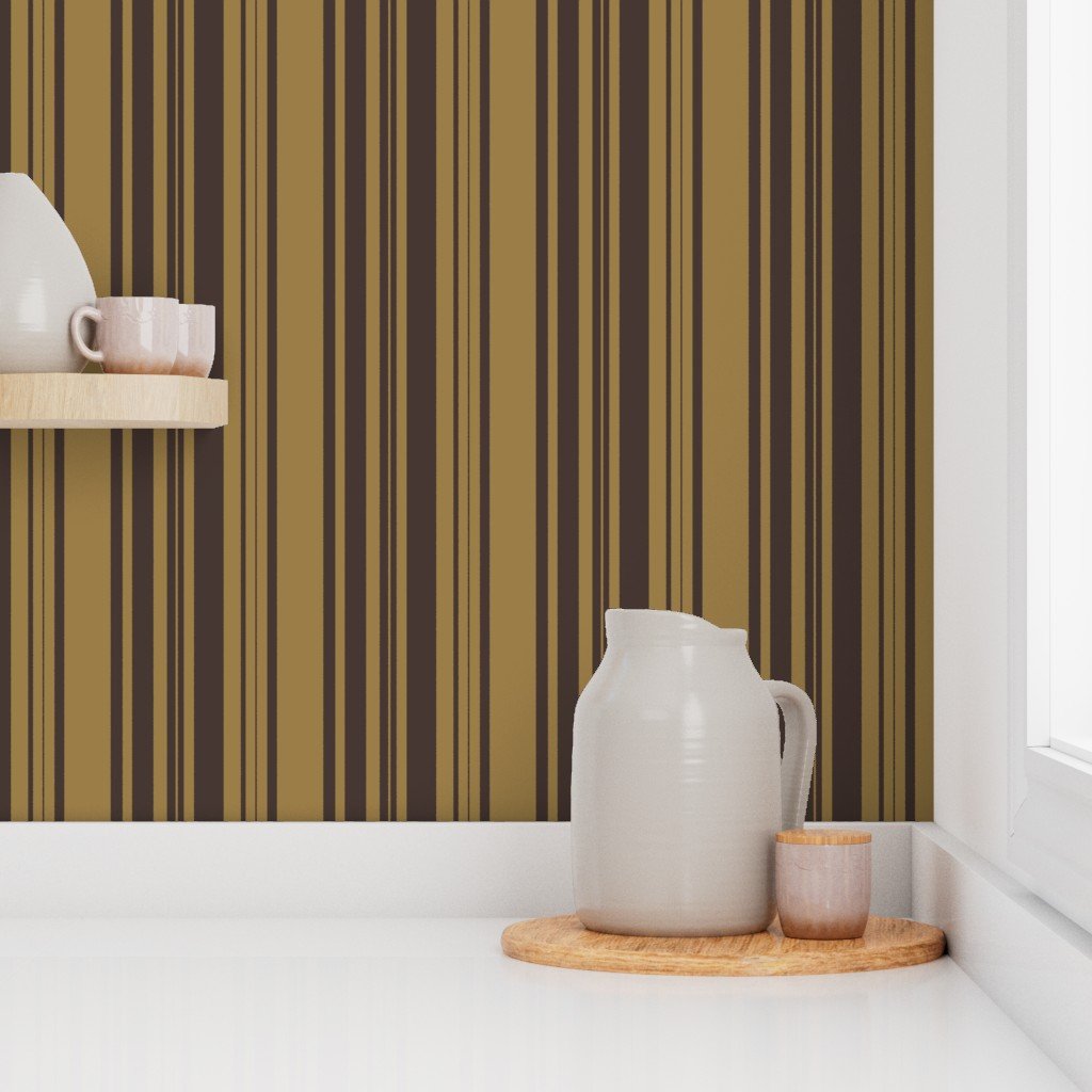 Louis Brown and Tan Dog Coordinate Vertical Stripes Print Wallpaper french designer dogs wallpaper