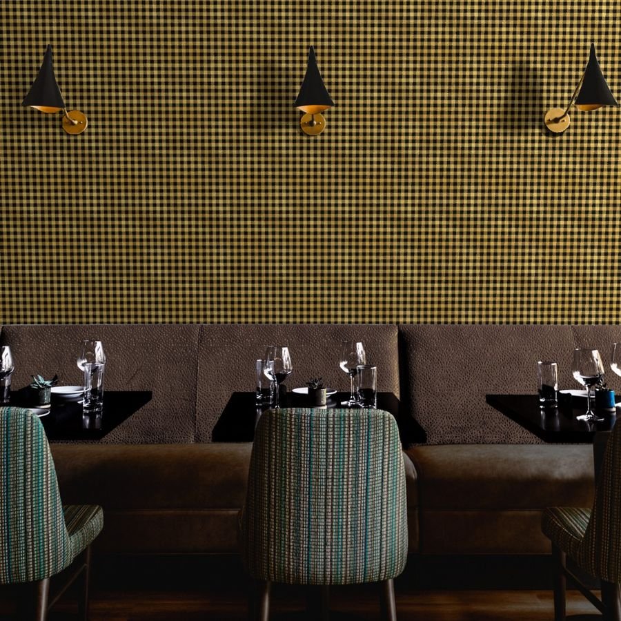 Christmas Faux Gold Foil and Black Buffalo Check 1 inch Wallpaper gold buffalo check wallpaper