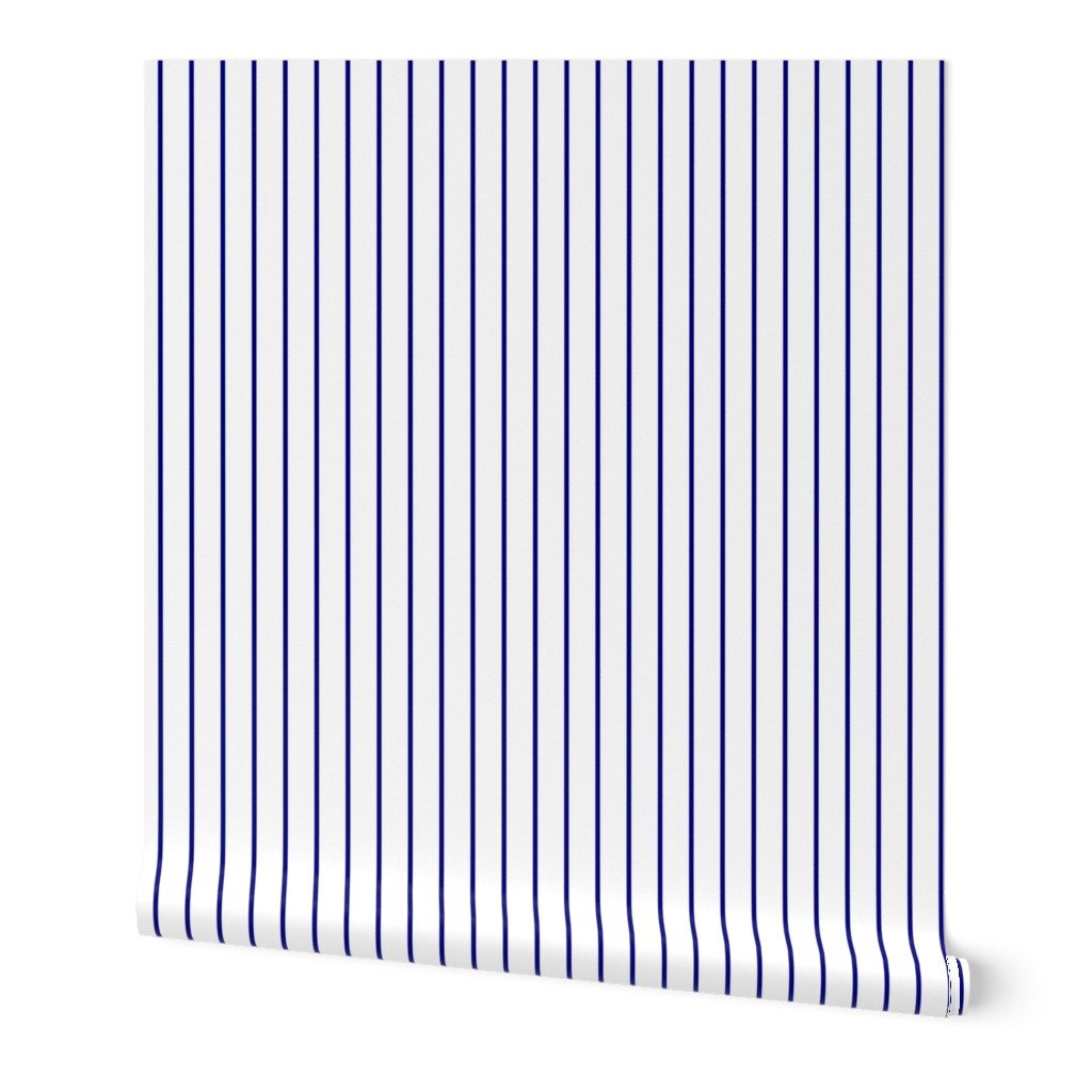 Classic wider 1 Inch Navy Blue Pinstripe on a Blue Background Wallpaper navy blue wallpaper