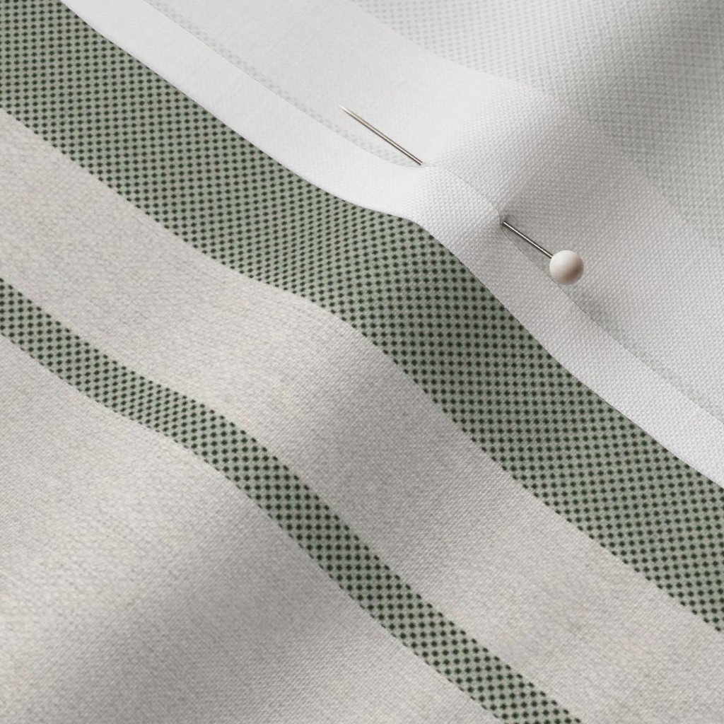 Fern Green Antique Vintage Mattress Ticking Stripe on Cream Fabric fern green fabric