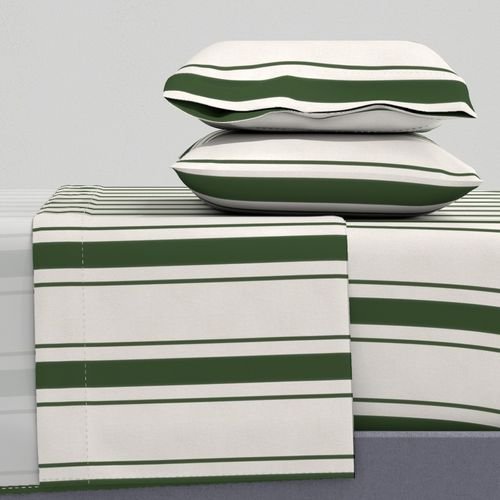 Forest Green Antique Vintage Mattress Ticking Stripe on Cream Decor Collection Home Decor Collection green ticking sheet set design