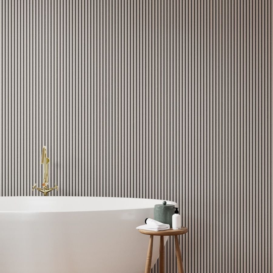 Mini Coal Black Antique Vintage Mattress Ticking Stripe on Cream Wallpaper black and cream wallpaper
