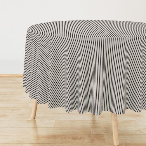 Micro Coal Black Antique Vintage Mattress Ticking Stripe on Cream Design Collection Home Styling Collection antique tablecloth design