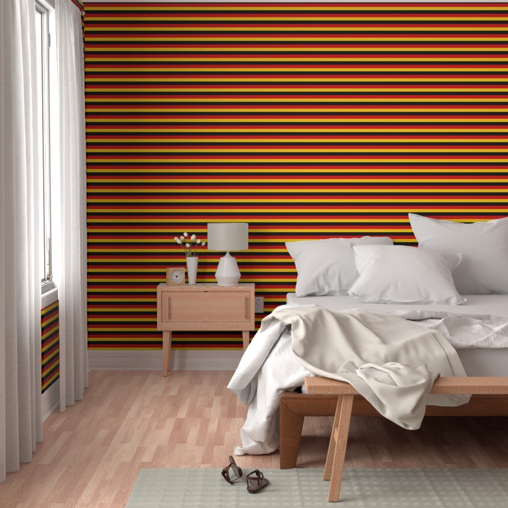 German Flag Colors Red Gold and Black 1 Inch Horizontal Stripes Wallpaper patriotic stripes wallpaper