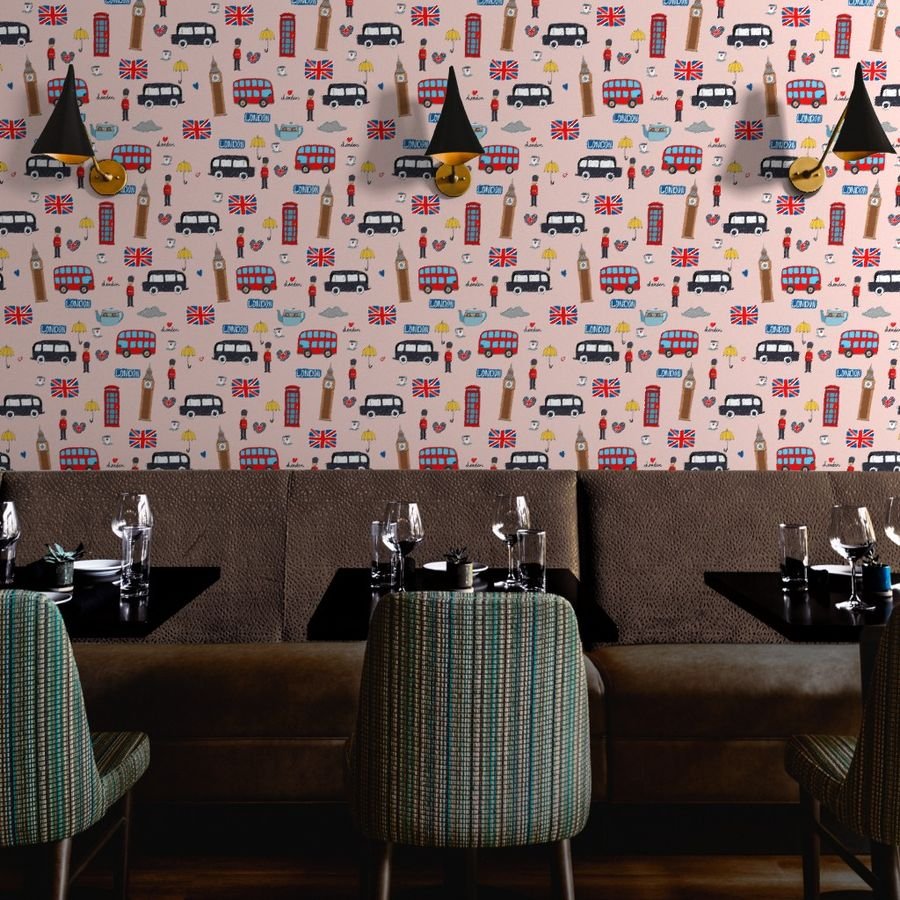 London England Handdrawn Motifs Big Ben Union Jack Palace Guard Wallpaper big smoke wallpaper