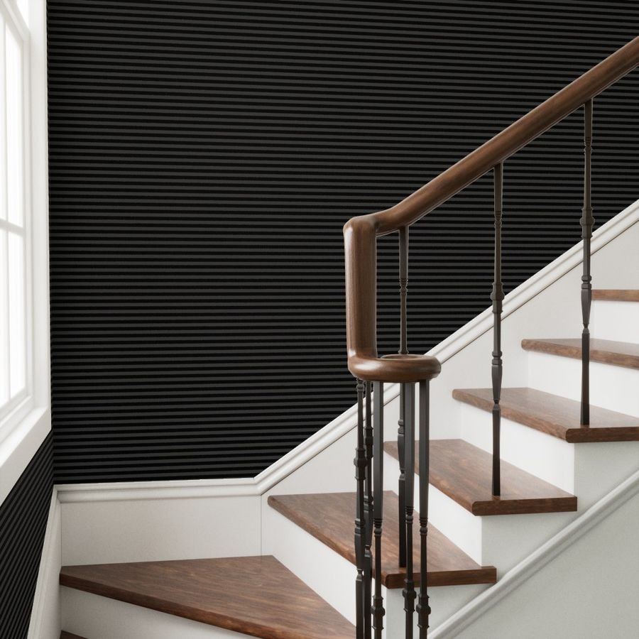 Halloween Holiday 1/2 inch Black and Shadow Grey Witch Stripes Wallpaper halloween costume wallpaper