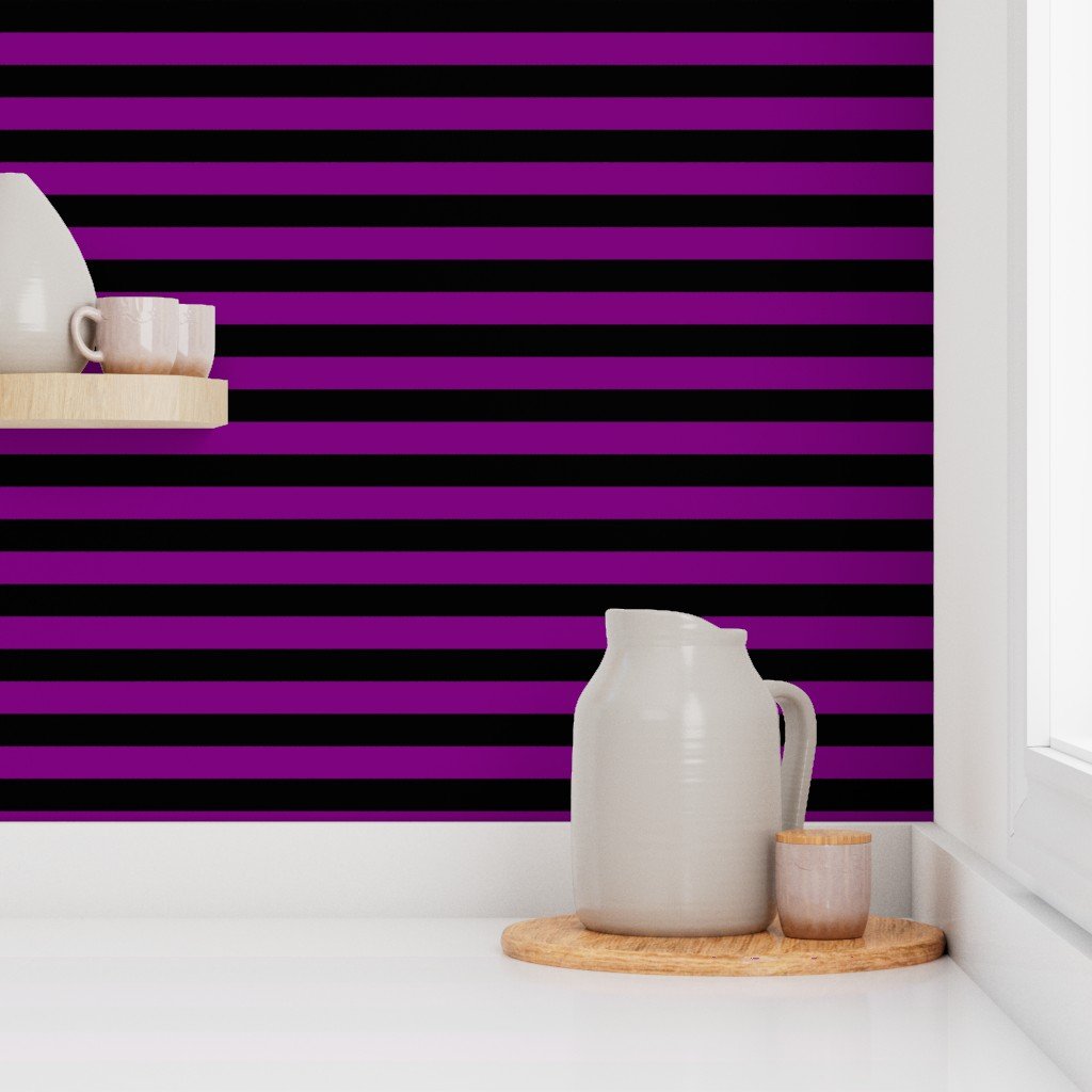 Halloween Holiday 1 inch Black and Zombie Purple Witch Stripes Wallpaper halloween costume wallpaper