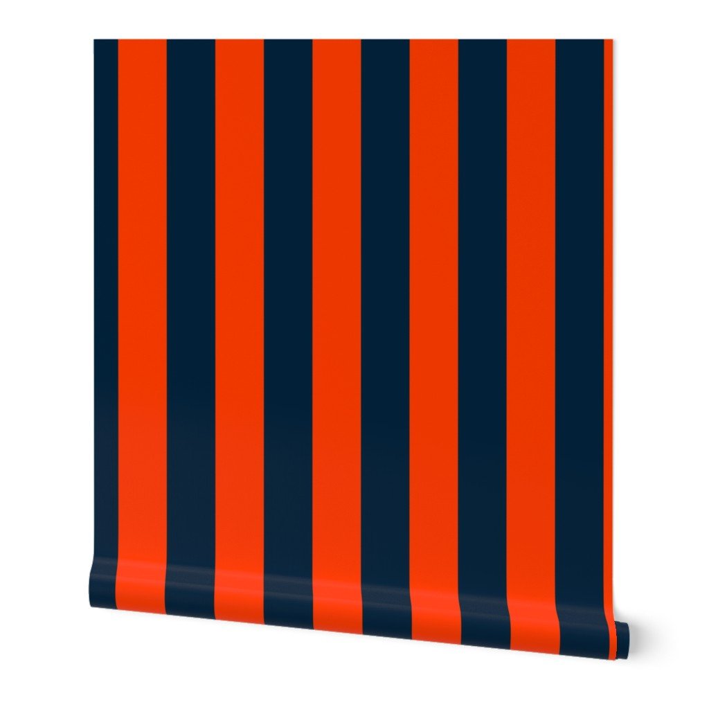 3 Inch Vertical Navy and Orange Cabana Stripes Wallpaper cabana stripes wallpaper