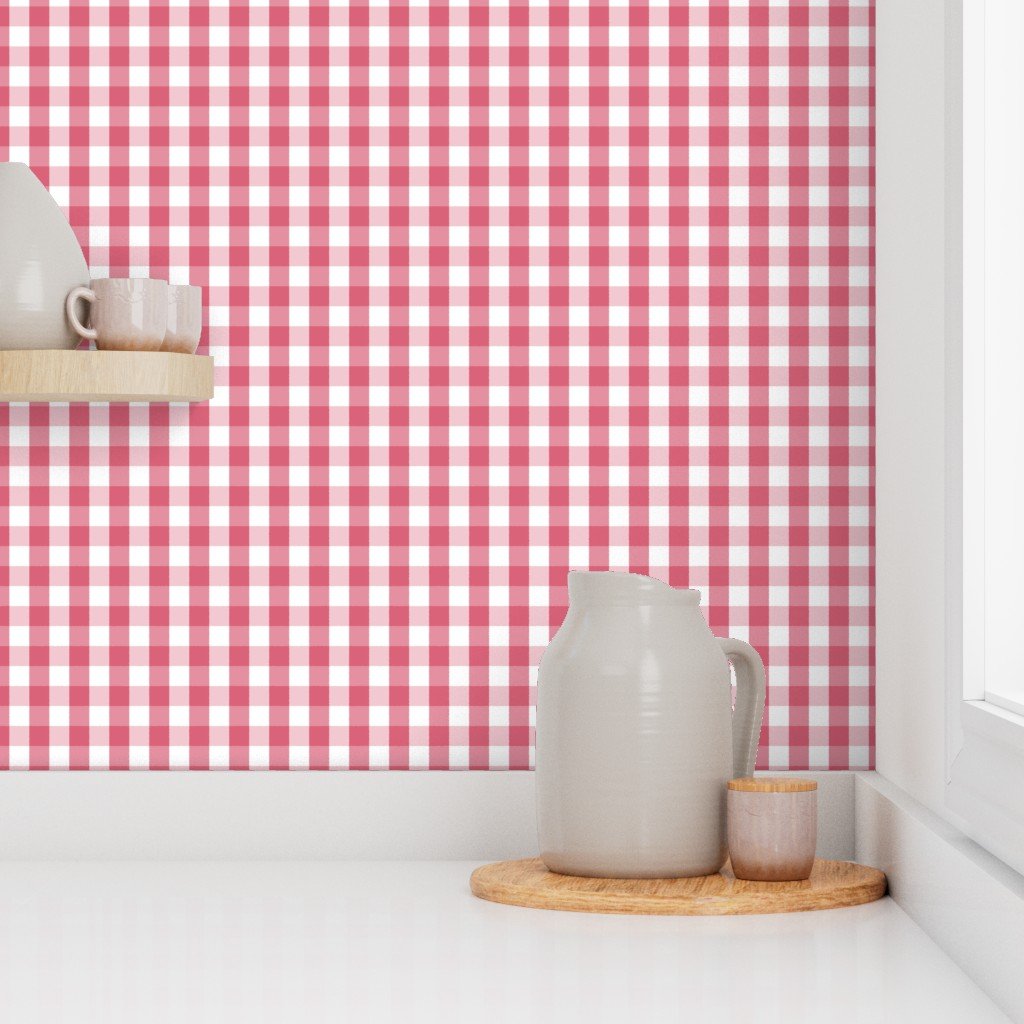 1 inch Nantucket Red Gingham Check Plaid Pattern Wallpaper nantucket reds wallpaper