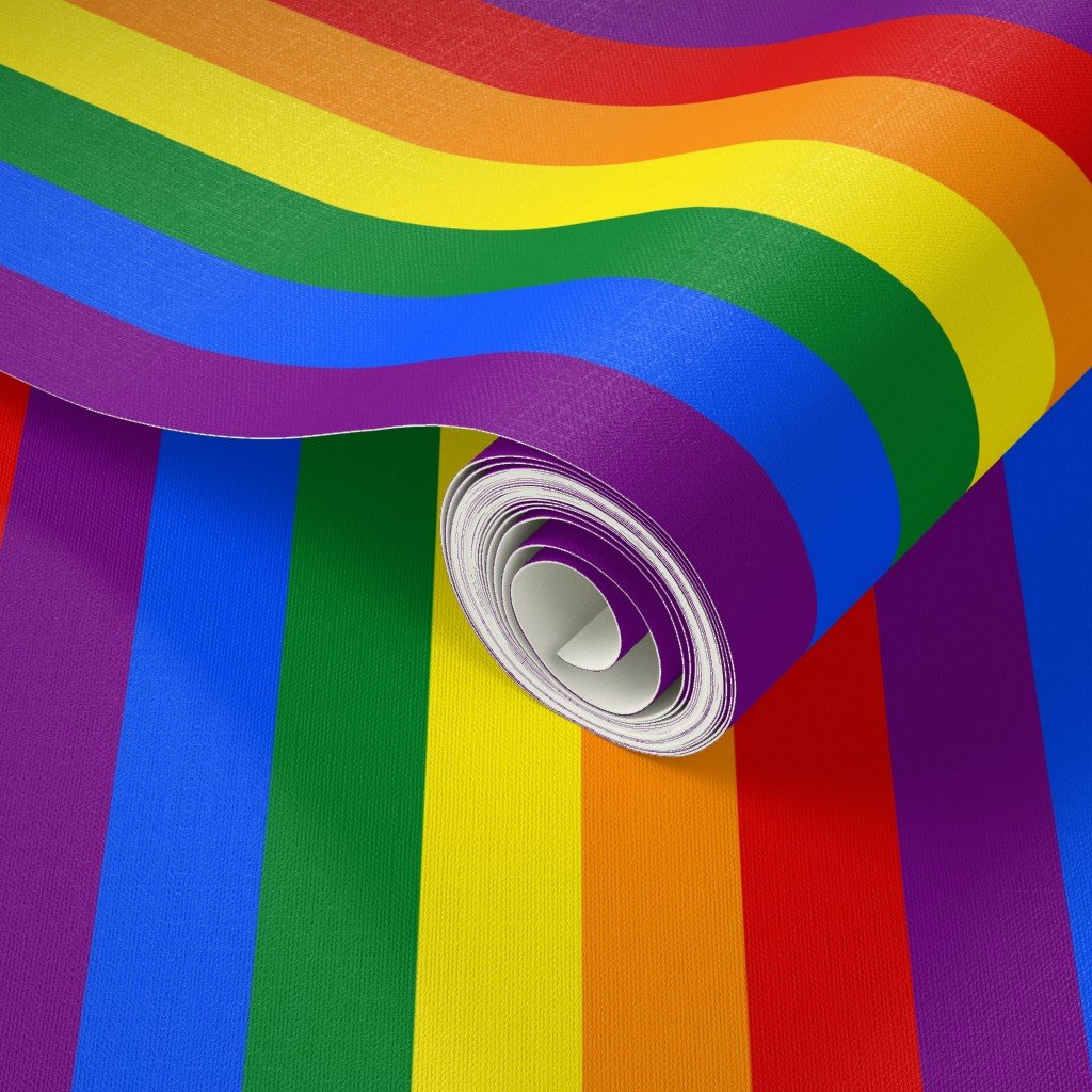 2 inch Vertical Rainbow Pride Stripes Wallpaper lifestyle view