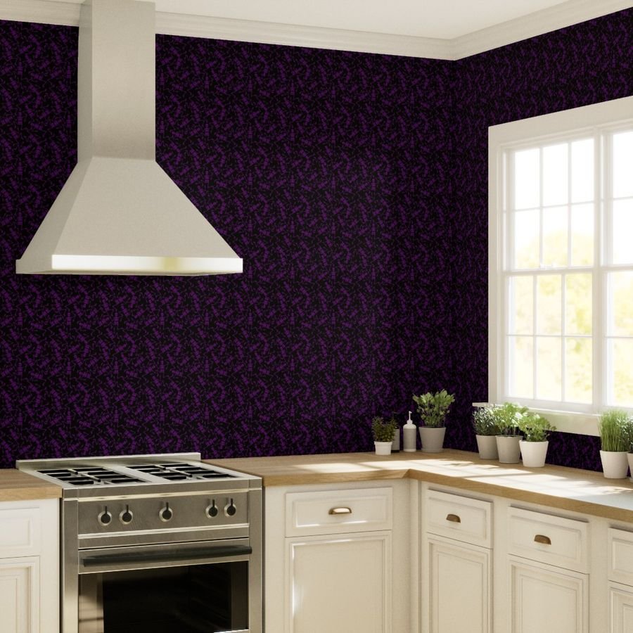 Small Purple Dancing Halloween Skeletons Scattered On Black Wallpaper purple and black wallpaper