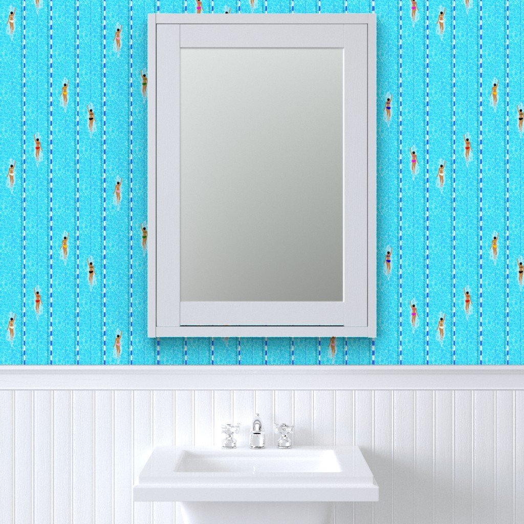 Swimming Pool Vertical Lane Laps Adult Swim Wallpaper sporty decor wallpaper