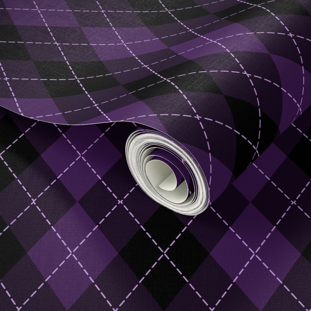 Dark Purple Argyle Diamond Check Wallpaper dark purple wallpaper
