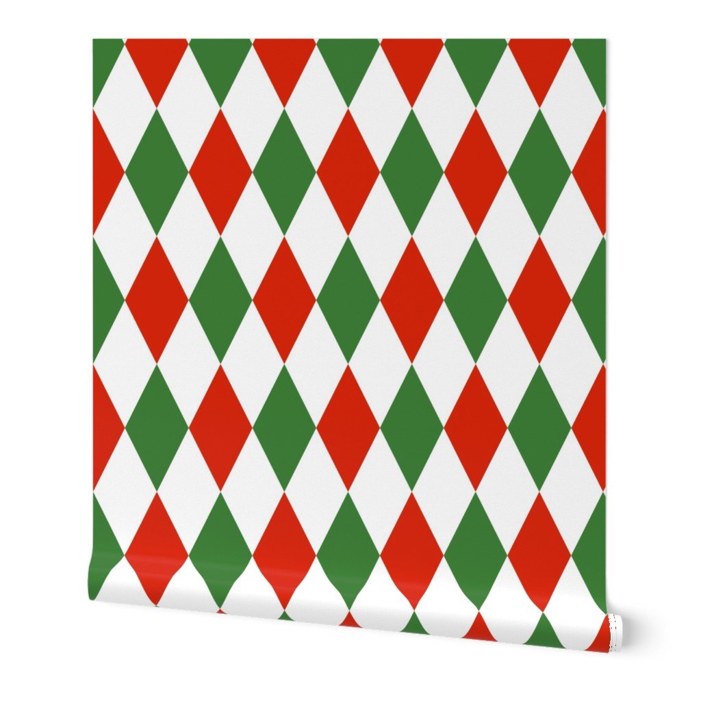 Jumbo Red Green Christmas Harlequin Diamond Check Wallpaper christmas red wallpaper