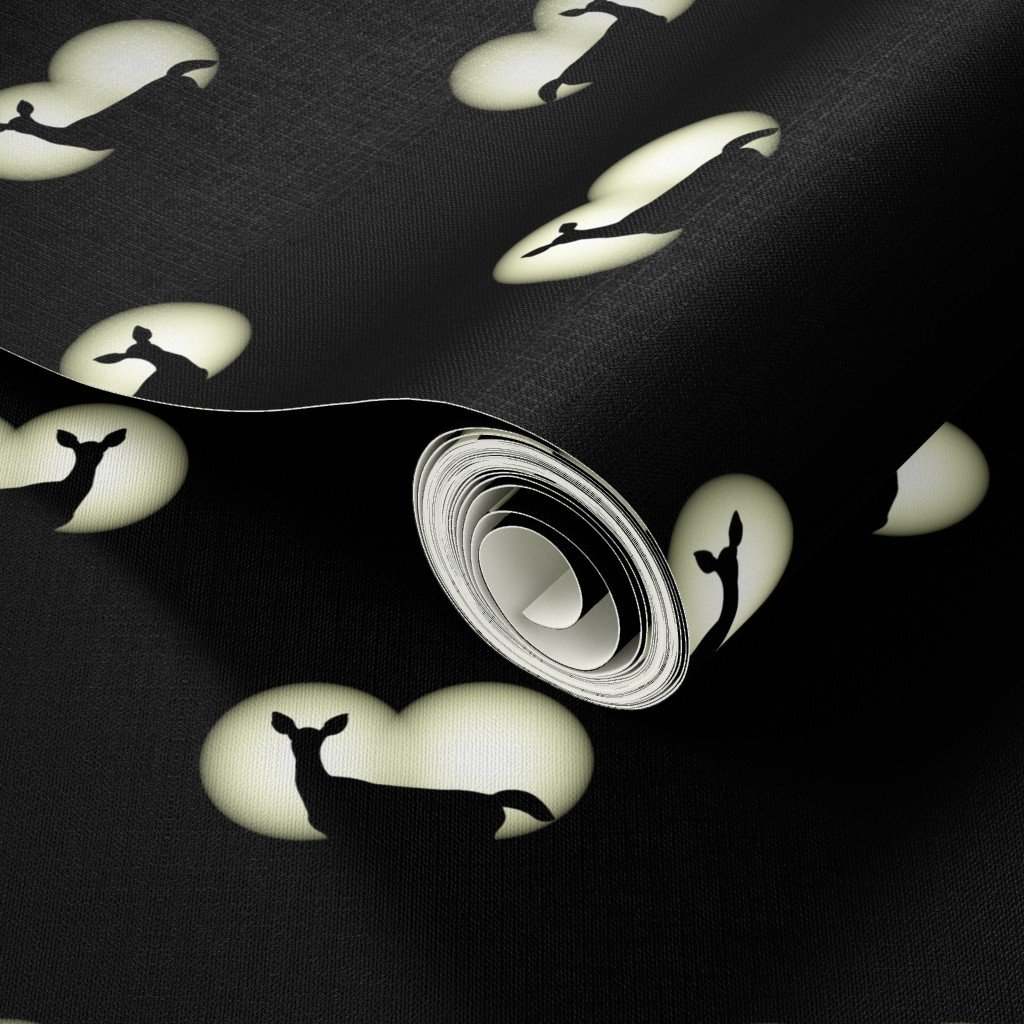 Deer Caught in Headlights Bright White- Bright Eyes in the Dark Wallpaper deer silhouette wallpaper