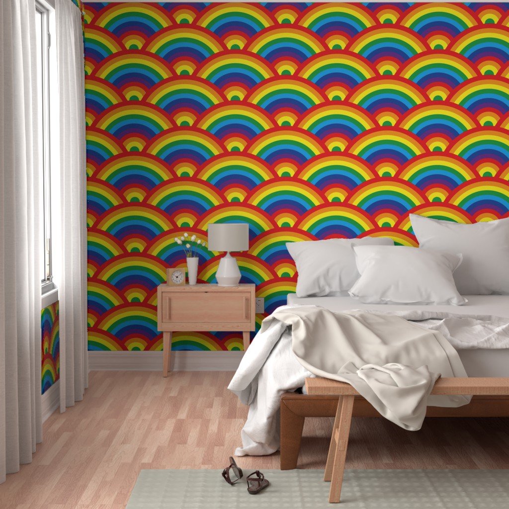 Childrens Colorful Bedroom Decor Endless Rainbows Wallpaper children