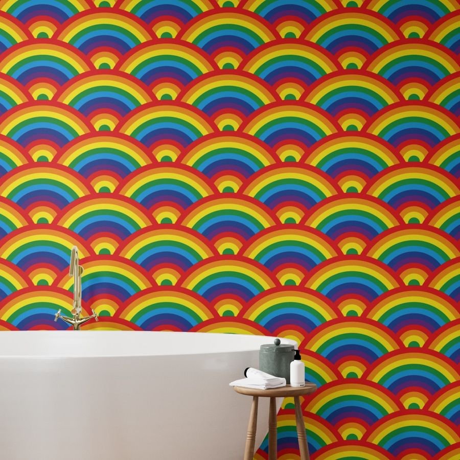 Kids Room Decor Bright Color Endless Rainbows Wallpaper rainbow pattern wallpaper