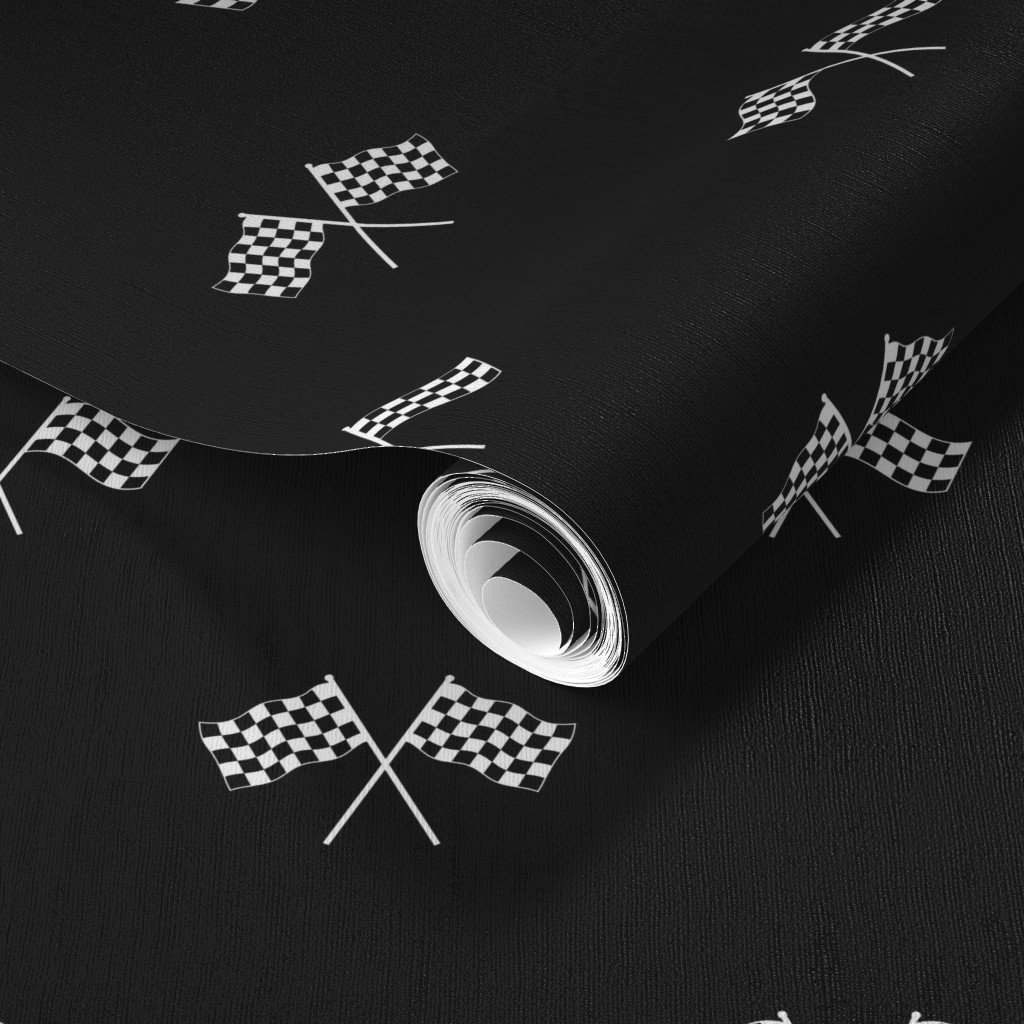 Small Black and White Classic Chequered Flags on Black Wallpaper classic black white wallpaper