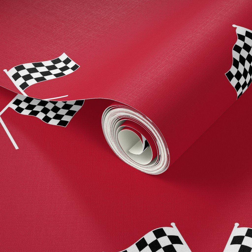 White Classic Chequered Flags on Racing Car Wallpaper chequered flag wallpaper