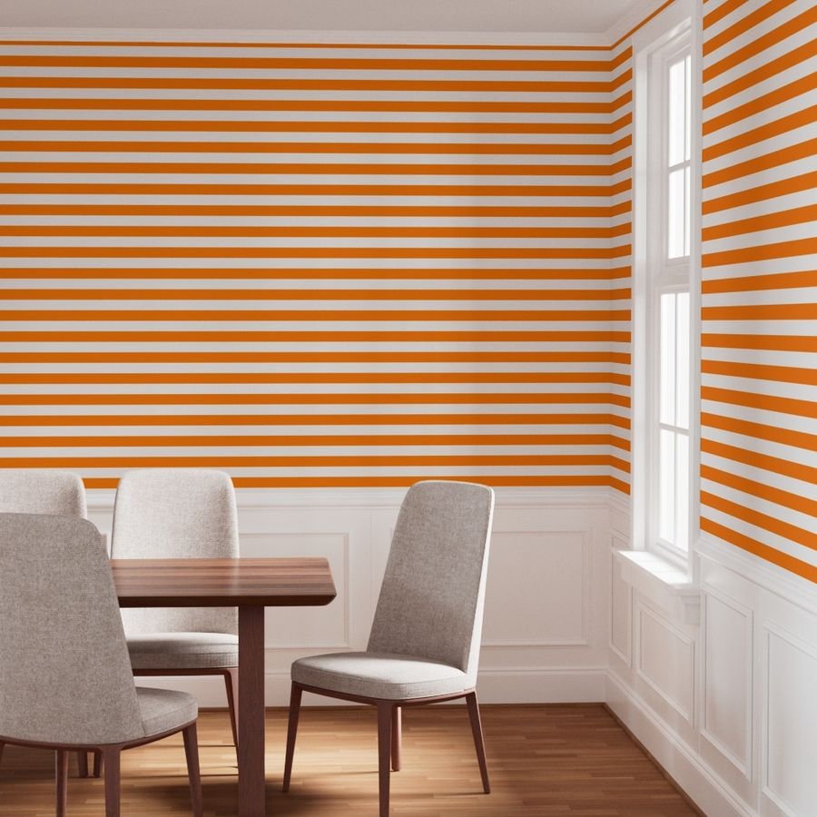 Florida Orange and White Horizontal Stripes Wallpaper orange and white wallpaper