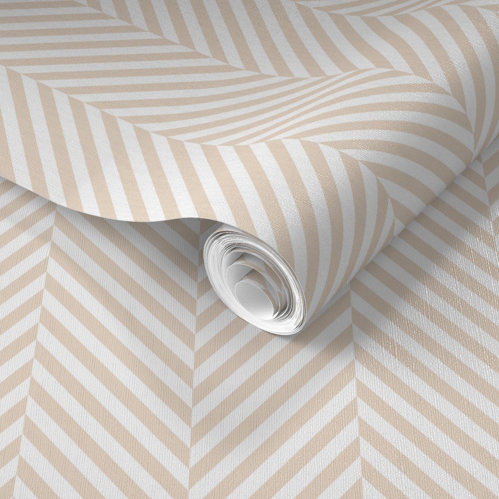 Natural and White Geometric Herringbone Pattern Wallpaper herringbone pattern wallpaper