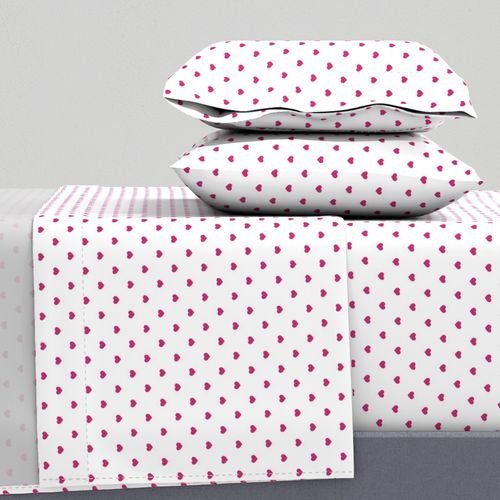 Mini Bubble Gum Pink Color Valentines Polkadot Love Hearts on White Design Collection Home Styling Collection bubble gum and white sheet set design