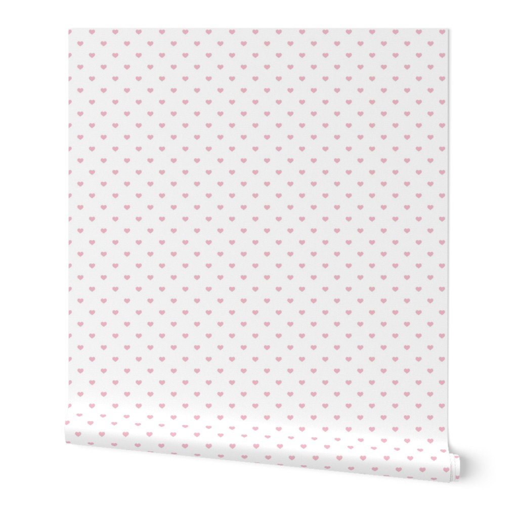 Mini Cotton Candy Pink Valentines Polkadot Love Hearts on White Wallpaper cotton candy and whi wallpaper