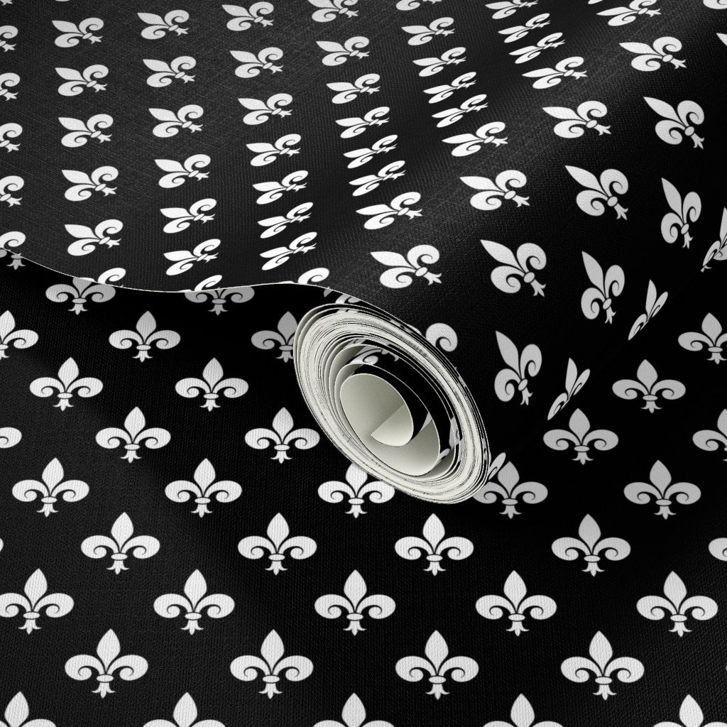 Small White French Fleur de Lis on Black Wallpaper french fleur de lis wallpaper