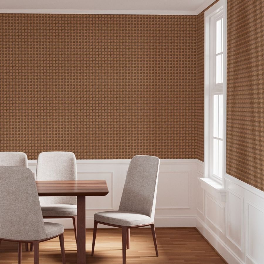 2 inch Diagonal Light and Dark Wood Checkerboard Chess Marquetry Pattern Wallpaper wood parquet wallpaper