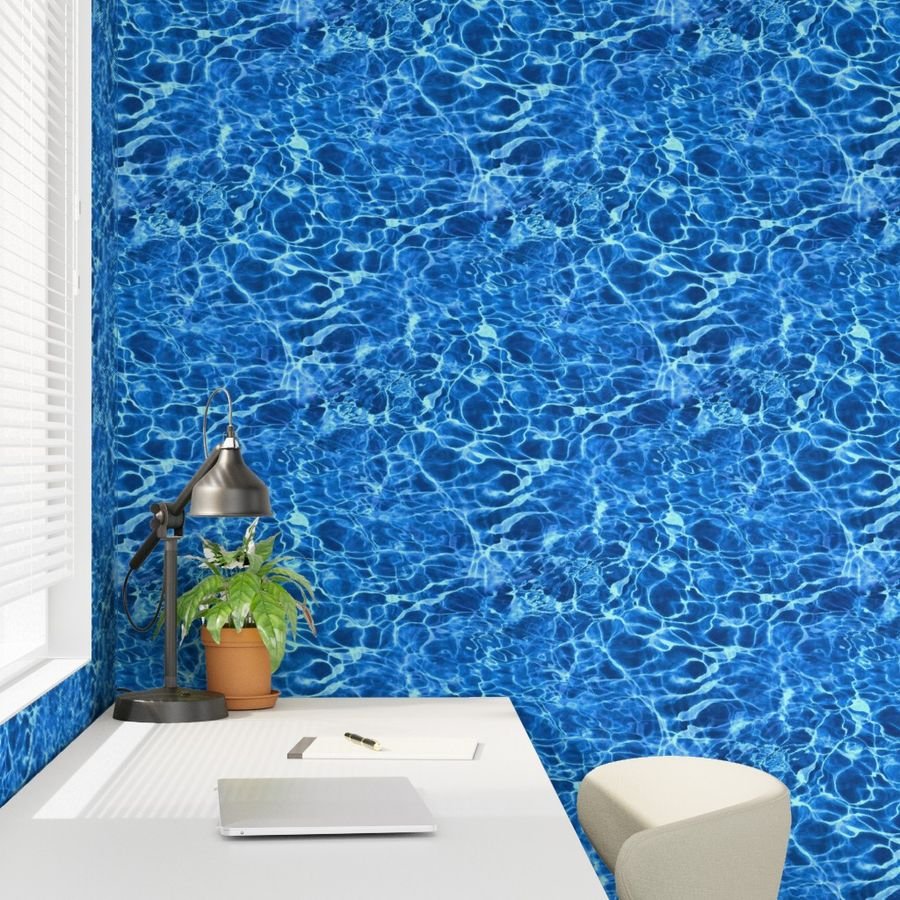 Blue Pool Water Ripple Reflections with Shimmering Summer Waves Wallpaper swimming pool wallpaper