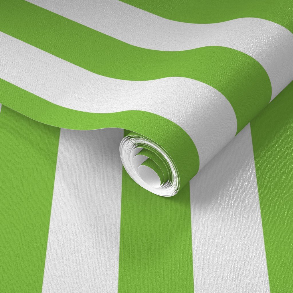 Lime and White 2 Inch Vertical Cabana Stripes Wallpaper lime and white wallpaper