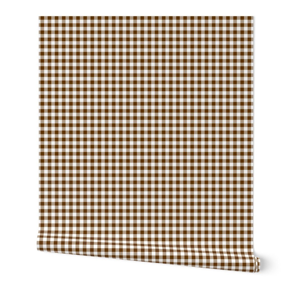 Brown and White Buffalo Check Gingham Plaid Wallpaper buffalo gingham wallpaper