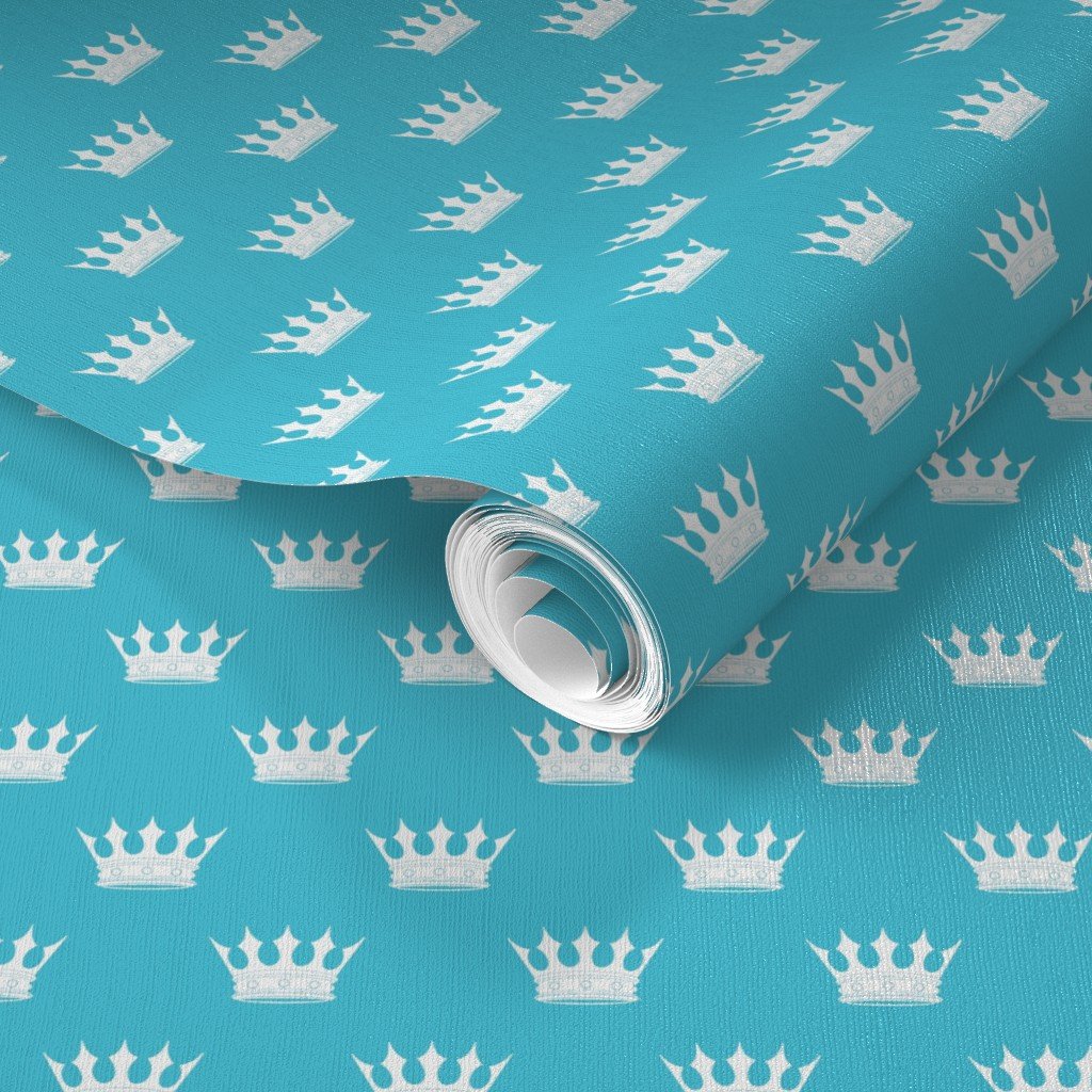 Mini Turquoise with Pale Grey Crowns Turquoise Wallpaper crowns wallpaper