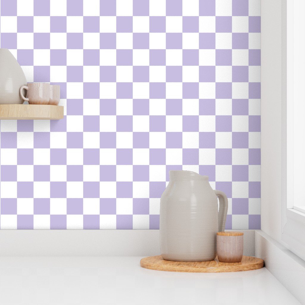 Two Inch Checks in Springtime Lavender and White Wallpaper lavender checkerboard wallpaper