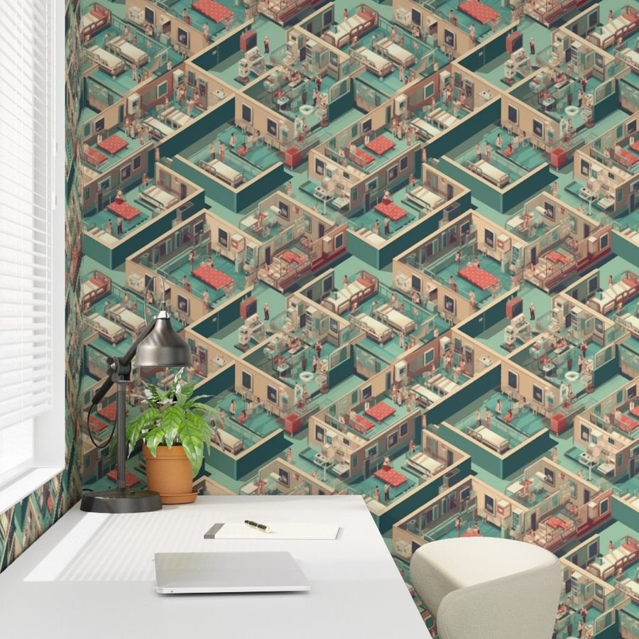 Wallpaper hospital print wallpaper