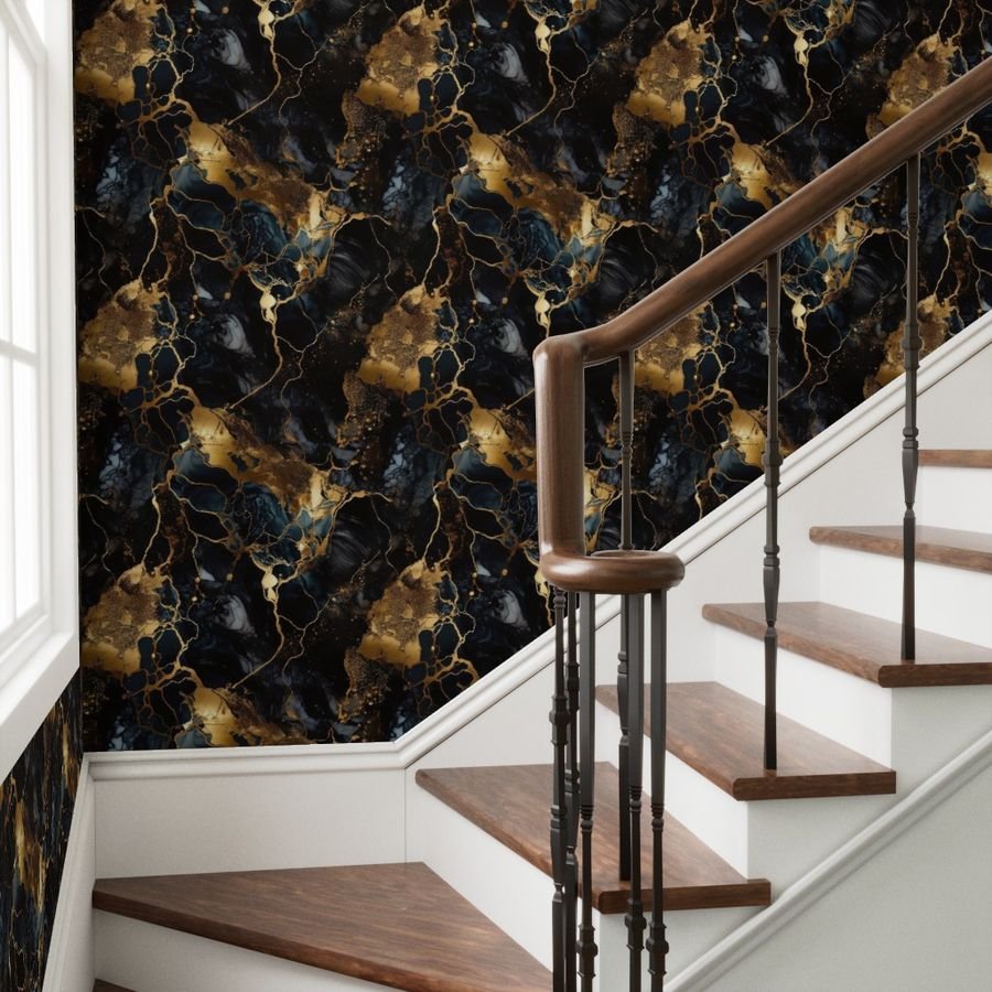 Black and Gold Alcohol Ink 1 Wallpaper gold metallic ink wallpaper