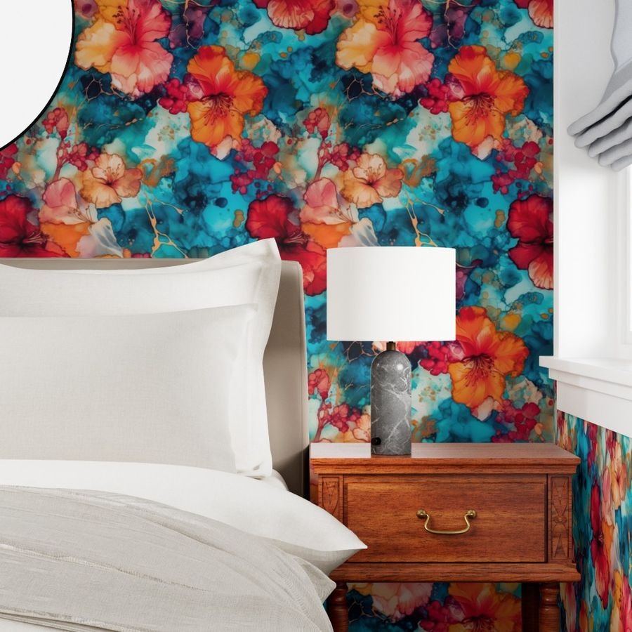 Hawaiian Alcohol Ink Wallpaper hawaiian pattern wallpaper