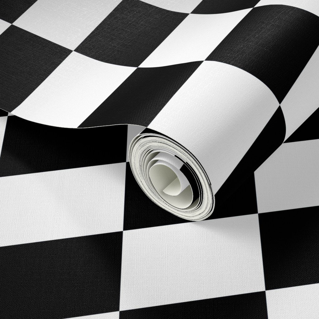 Large Black and White Racing Check/Flag Pattern Wallpaper black checks wallpaper