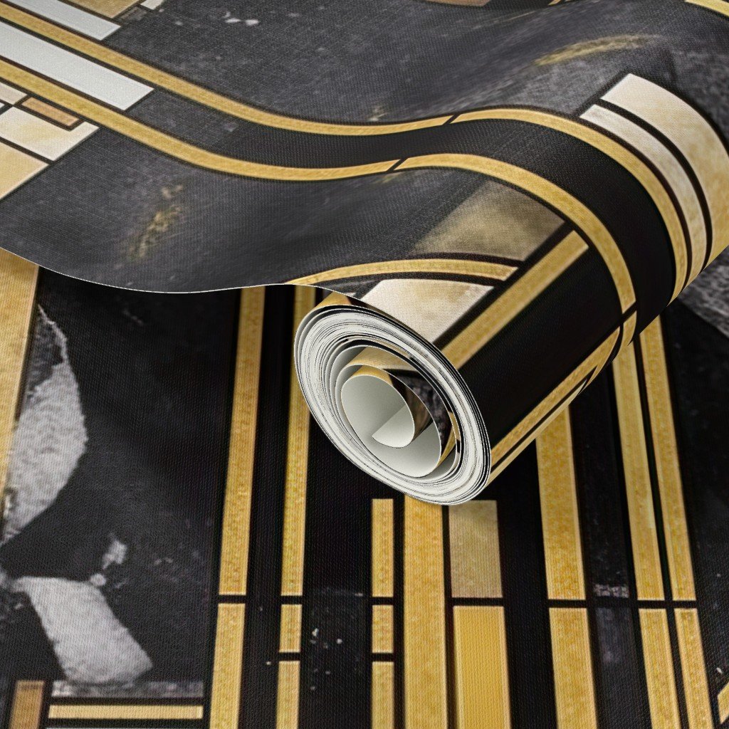 De Stijl black and gold artdeco watercolor Wallpaper de stijl wallpaper