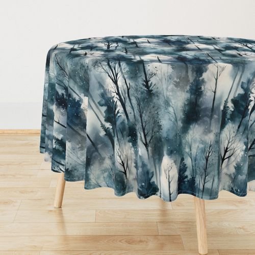 Endless Winter Dreamscape Trees in Misty Forest Decor Collection Design Collection seamless trees tablecloth design