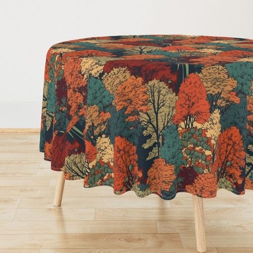 New England Endless Forest Fall Trees Home Styling Collection Home Styling Collection new england trees tablecloth design