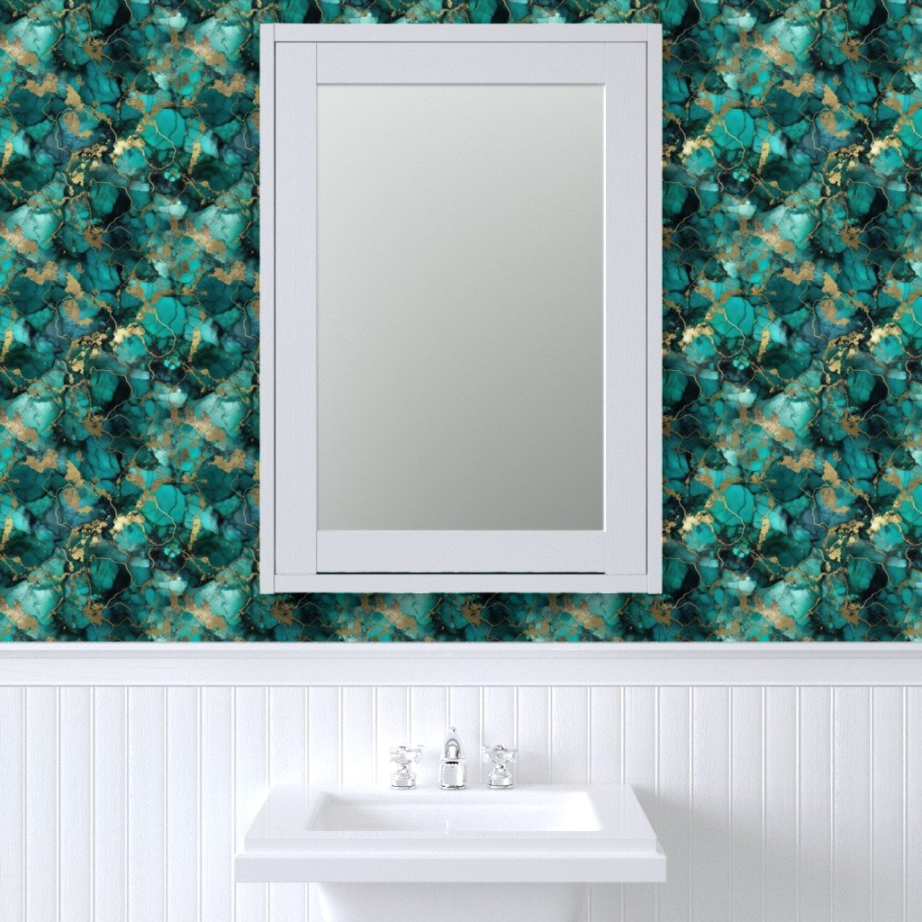 Small Jade and Gold Alcohol Ink 3 Wallpaper birthstone pattern wallpaper