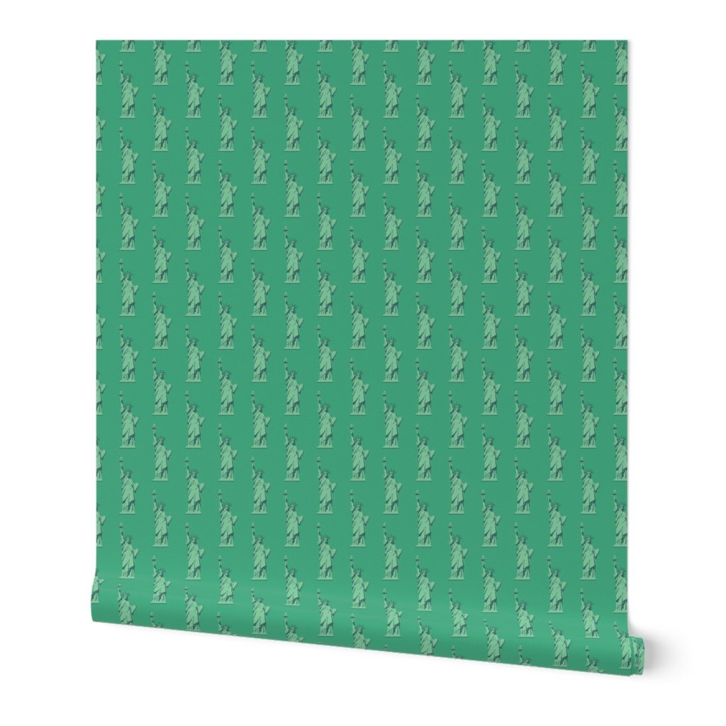 Mini Lady Liberty Statues Repeat in Beguiling Green Wallpaper lady liberty wallpaper