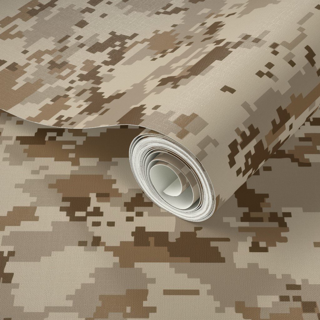 Digital Camouflage in Pixellated Swatches of Kkaki Beige Tan and Rust Wallpaper rust camo wallpaper