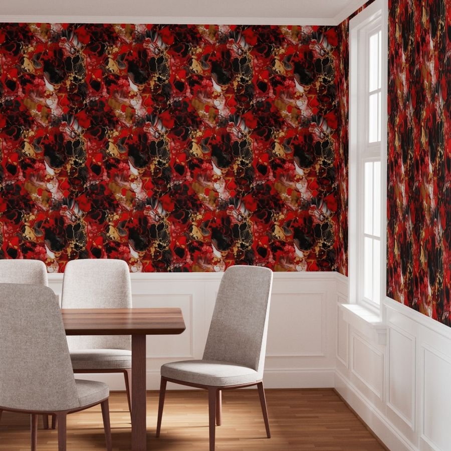 Red Black and Gold Alcohol Ink 4 Wallpaper black gold wallpaper