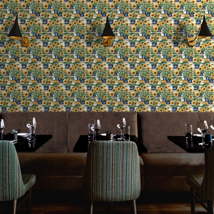 Potted Yellow Sunflower Plants Watercolor Wallpaper potted plants wallpaper